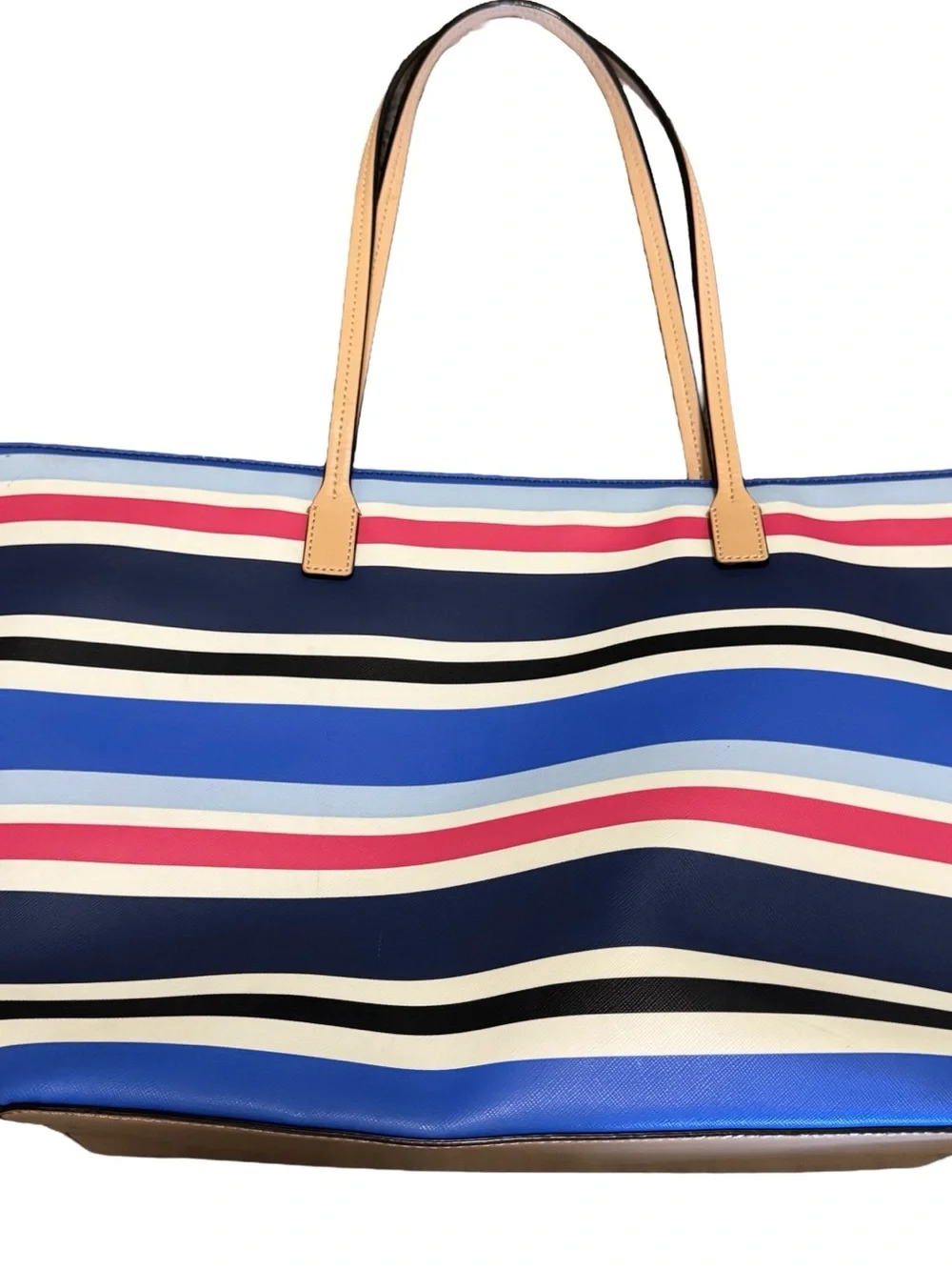 🎀 Kate Spade New York Striped Saffiano Tote Bag with Bow Accent